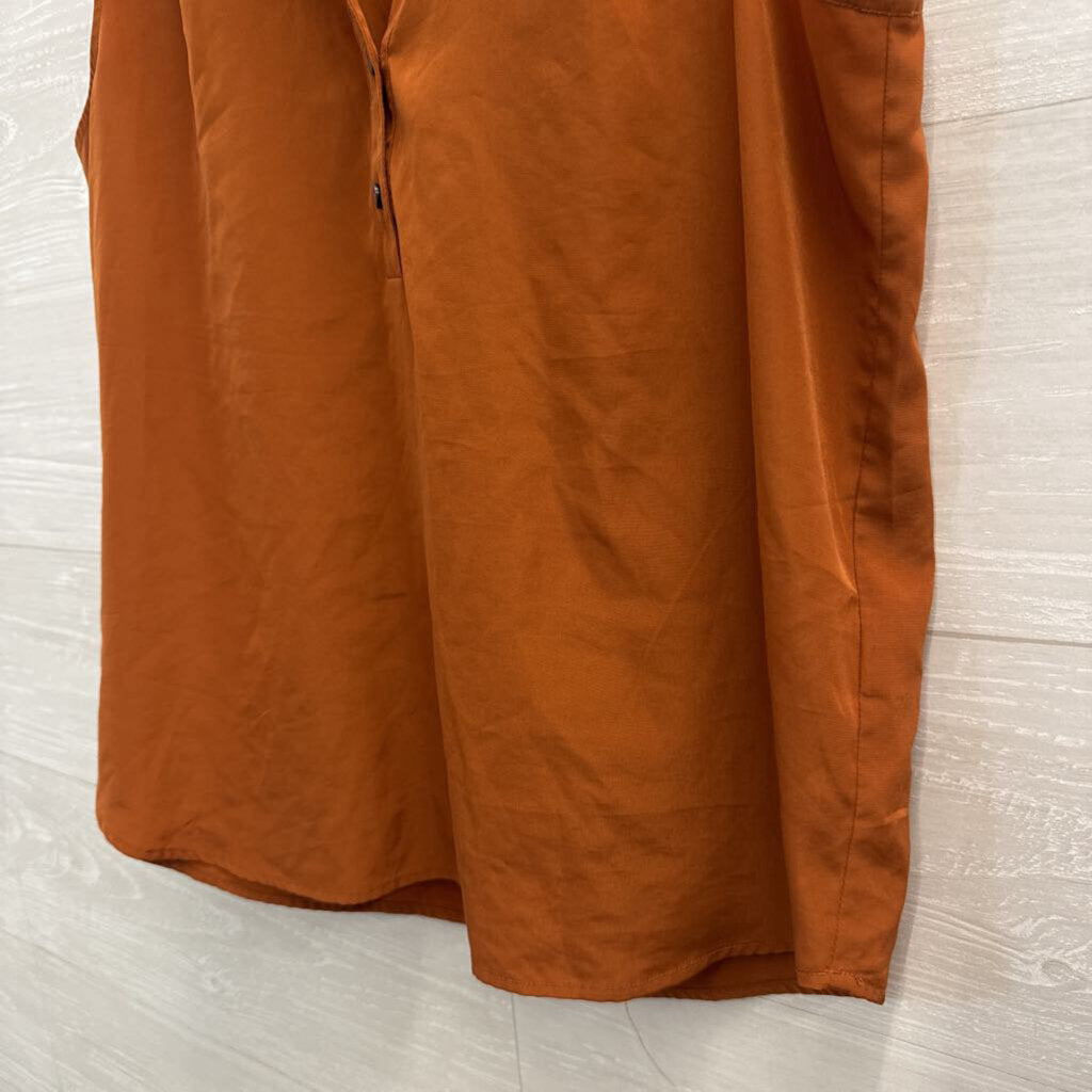 J Crew Brown Silky Sleeveless Henley Top Medium