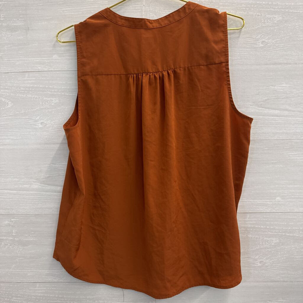 J Crew Brown Silky Sleeveless Henley Top Medium