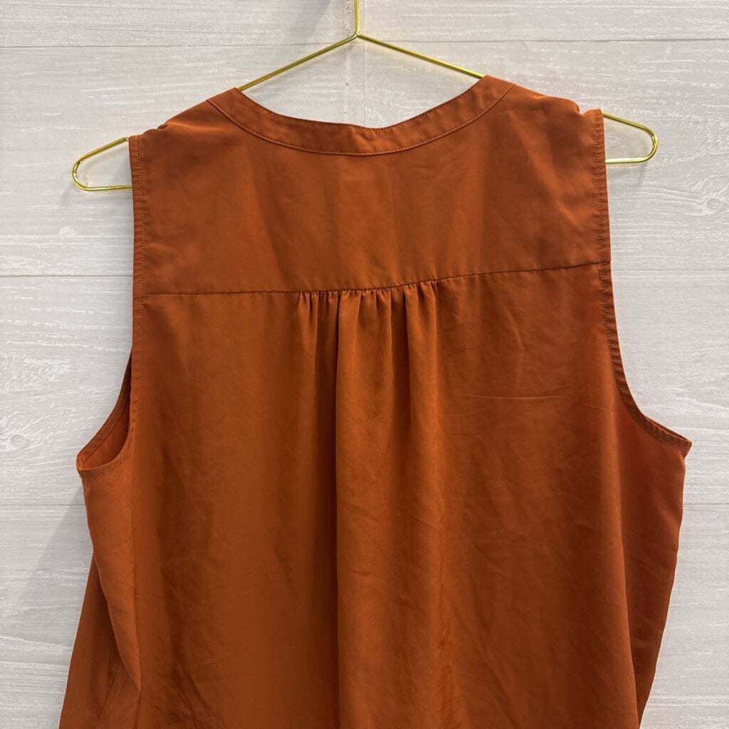 J Crew Brown Silky Sleeveless Henley Top Medium