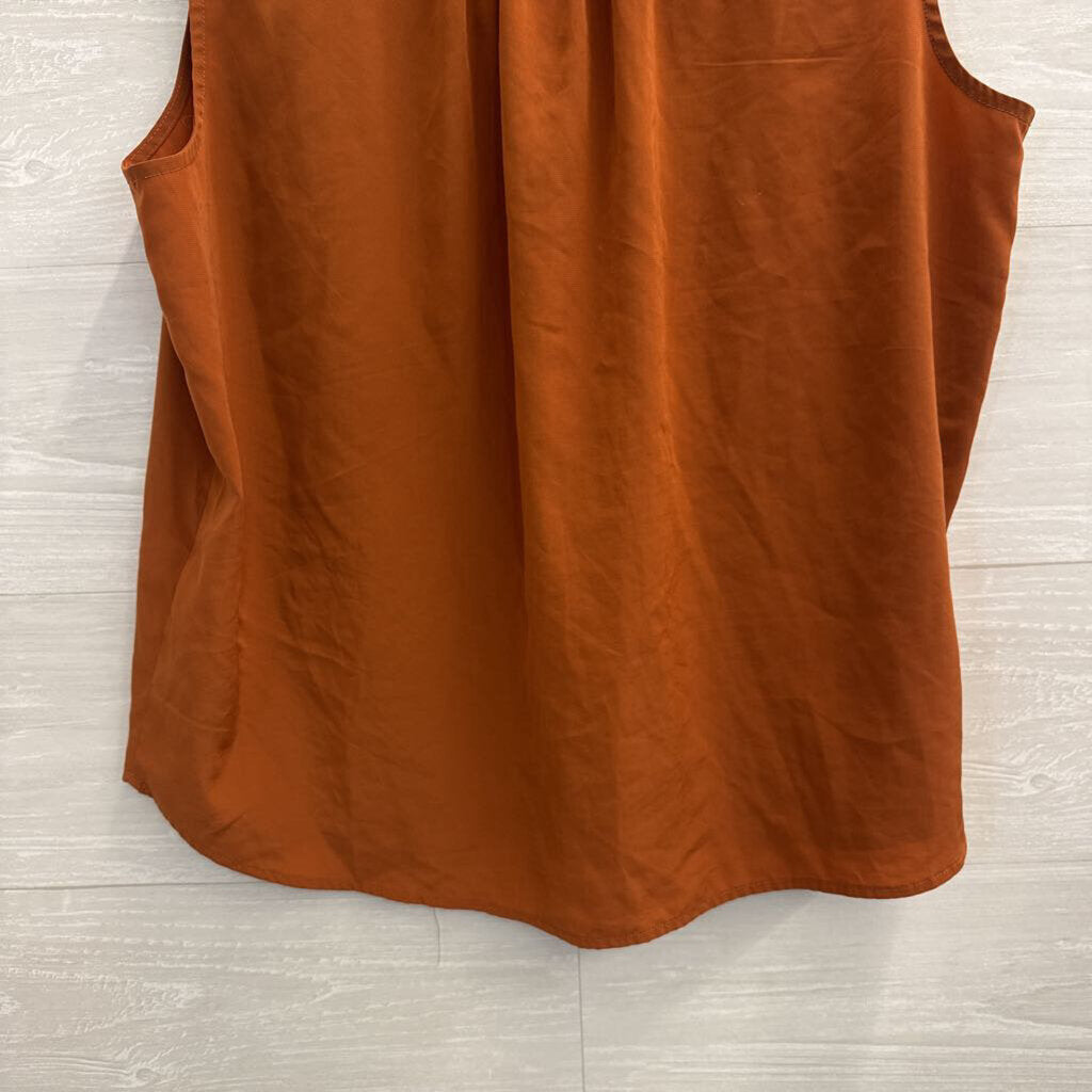J Crew Brown Silky Sleeveless Henley Top Medium