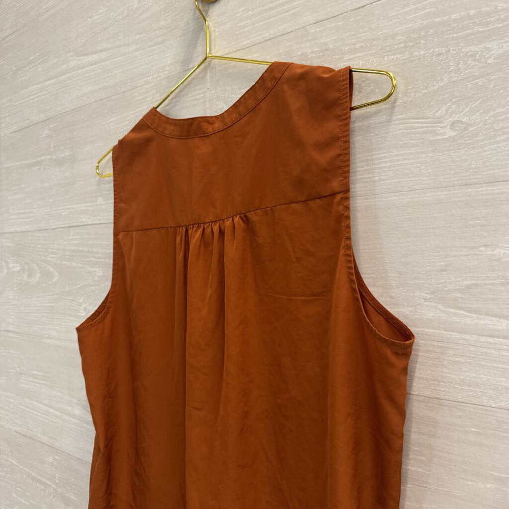 J Crew Brown Silky Sleeveless Henley Top Medium