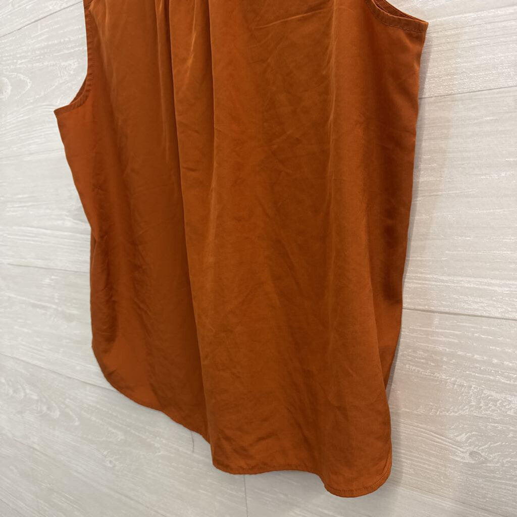 J Crew Brown Silky Sleeveless Henley Top Medium