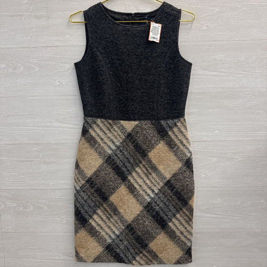 Paul Costelloe Grey/ Beige Plaid Skirt Sleeveless Wool Blend Dress Extra Small