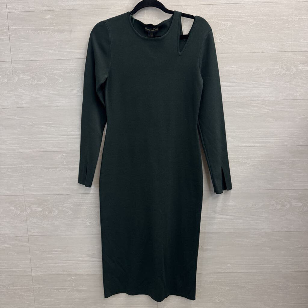House of Harlow Green Knit Long Sleeve Midi Dress Medium