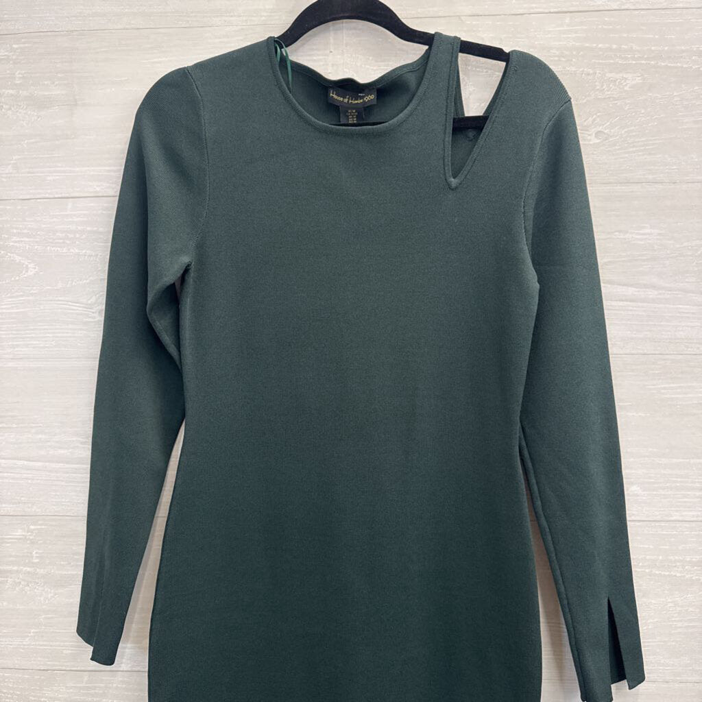 House of Harlow Green Knit Long Sleeve Midi Dress Medium