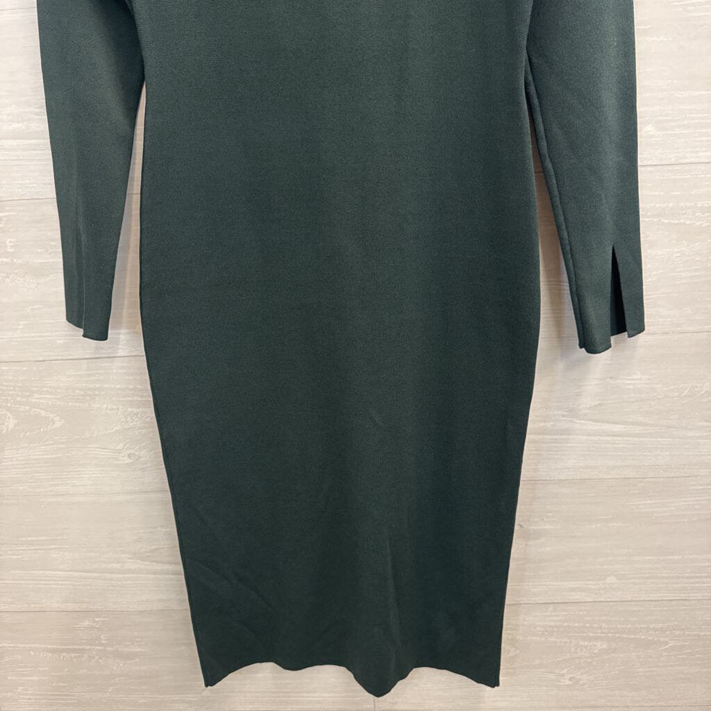 House of Harlow Green Knit Long Sleeve Midi Dress Medium