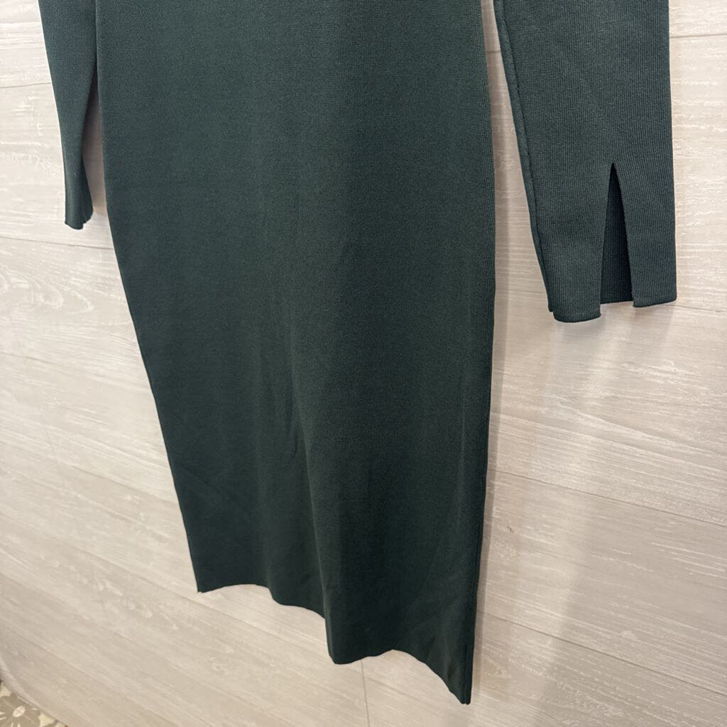 House of Harlow Green Knit Long Sleeve Midi Dress Medium