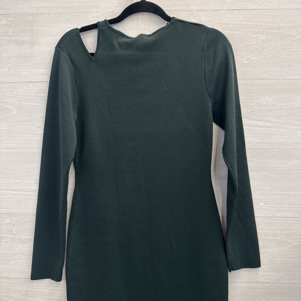 House of Harlow Green Knit Long Sleeve Midi Dress Medium