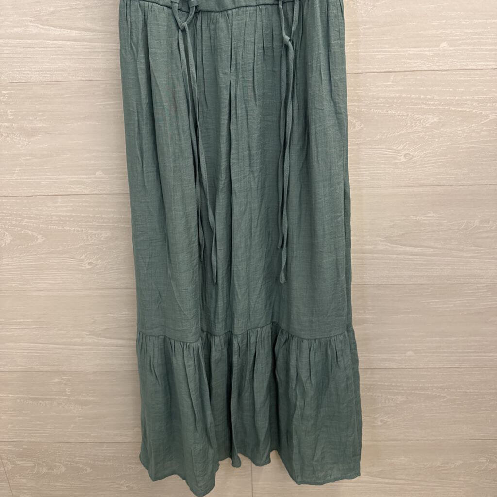 Trixxi Green Corset Detail Ruffle Sleeve Midi Dress Medium