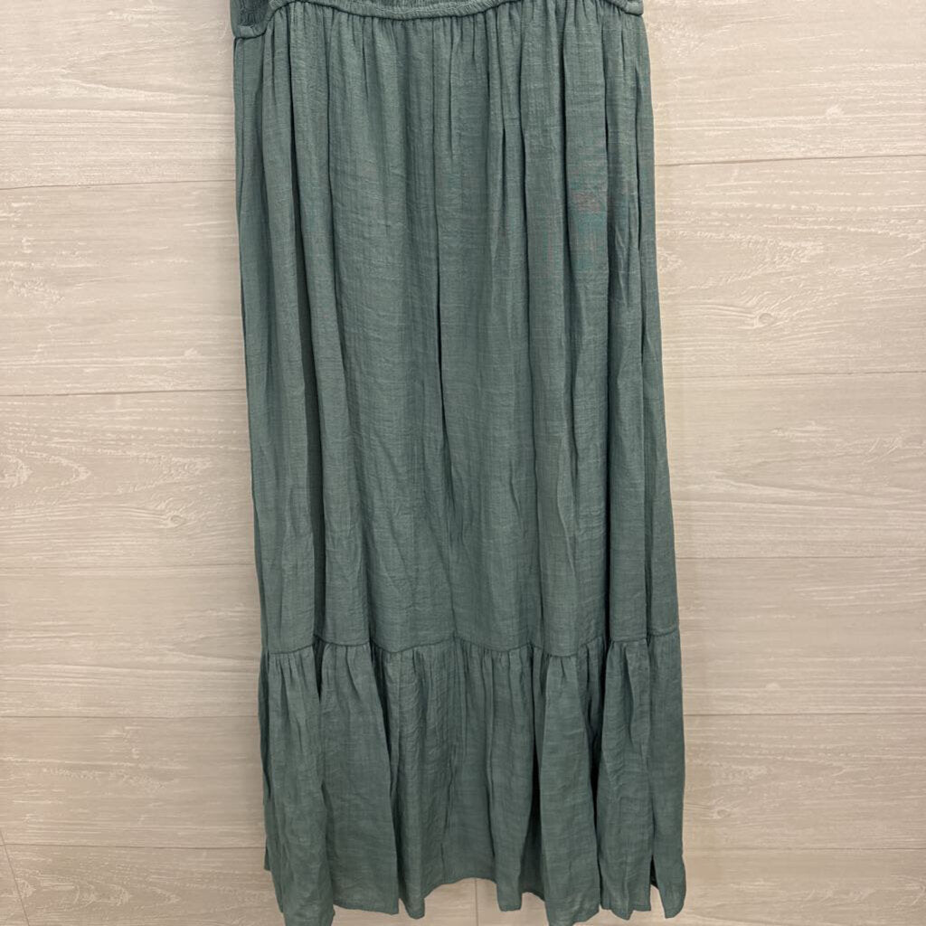 Trixxi Green Corset Detail Ruffle Sleeve Midi Dress Medium