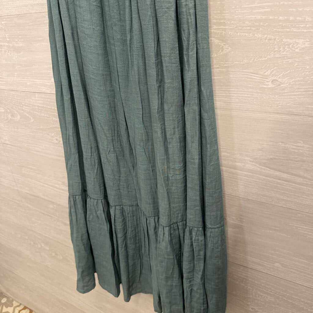 Trixxi Green Corset Detail Ruffle Sleeve Midi Dress Medium