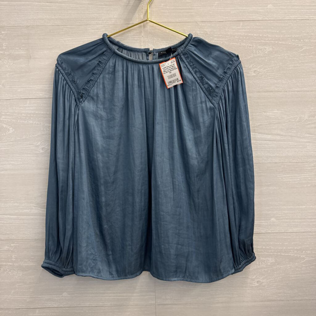 Current Air Blue Silky Long Sleeve Top Extra Small
