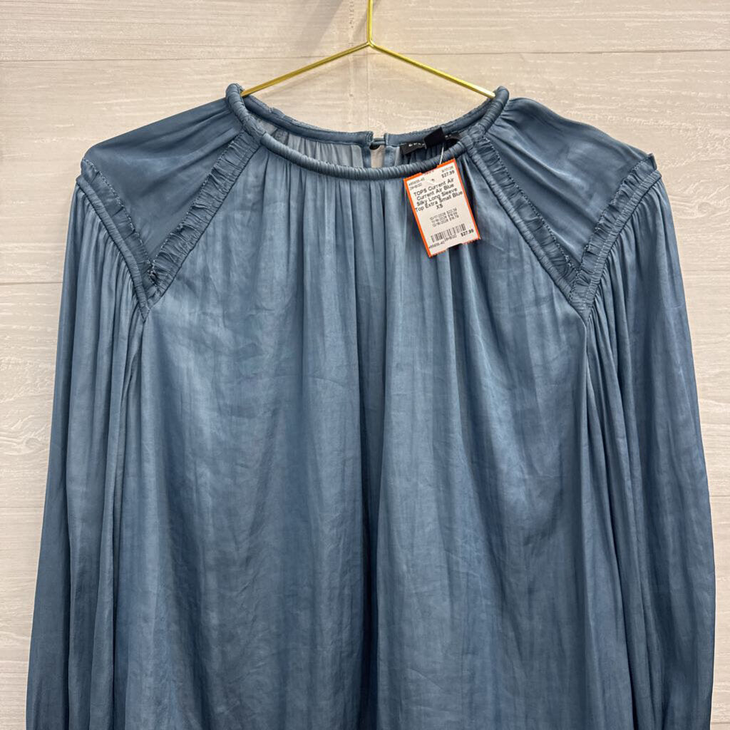 Current Air Blue Silky Long Sleeve Top Extra Small