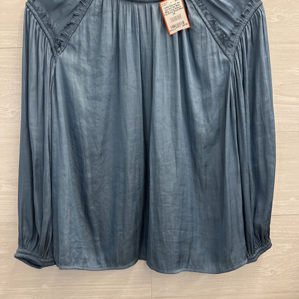Current Air Blue Silky Long Sleeve Top Extra Small
