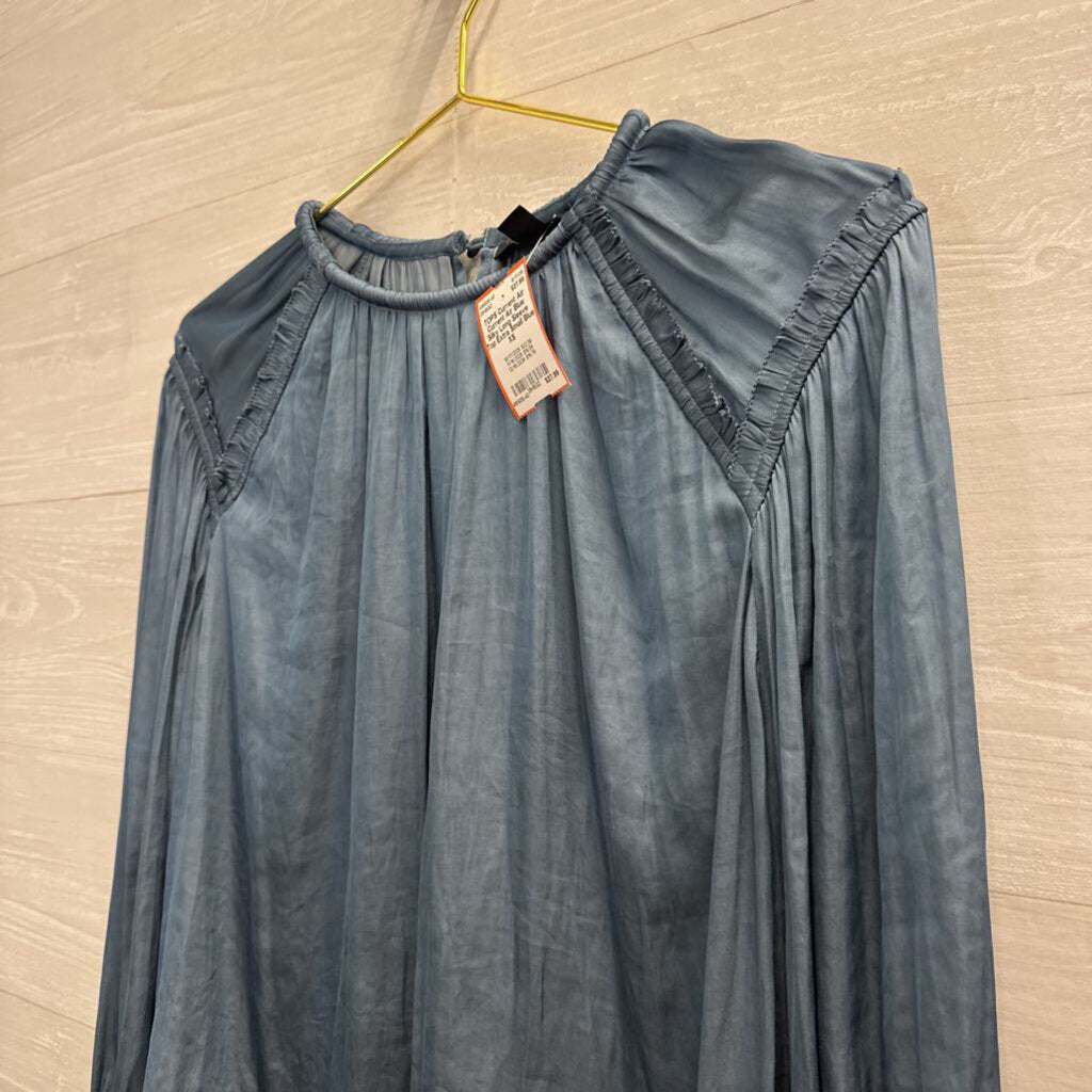 Current Air Blue Silky Long Sleeve Top Extra Small