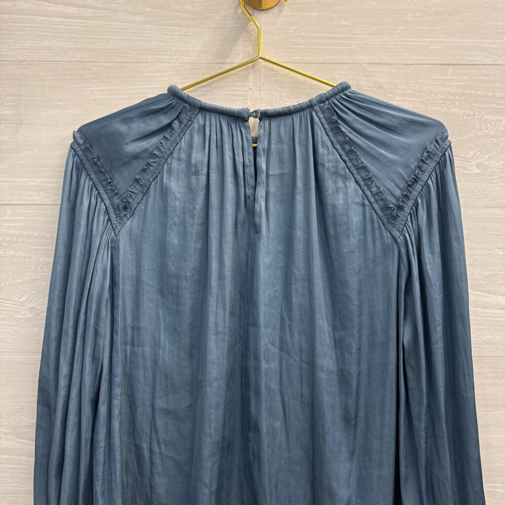 Current Air Blue Silky Long Sleeve Top Extra Small