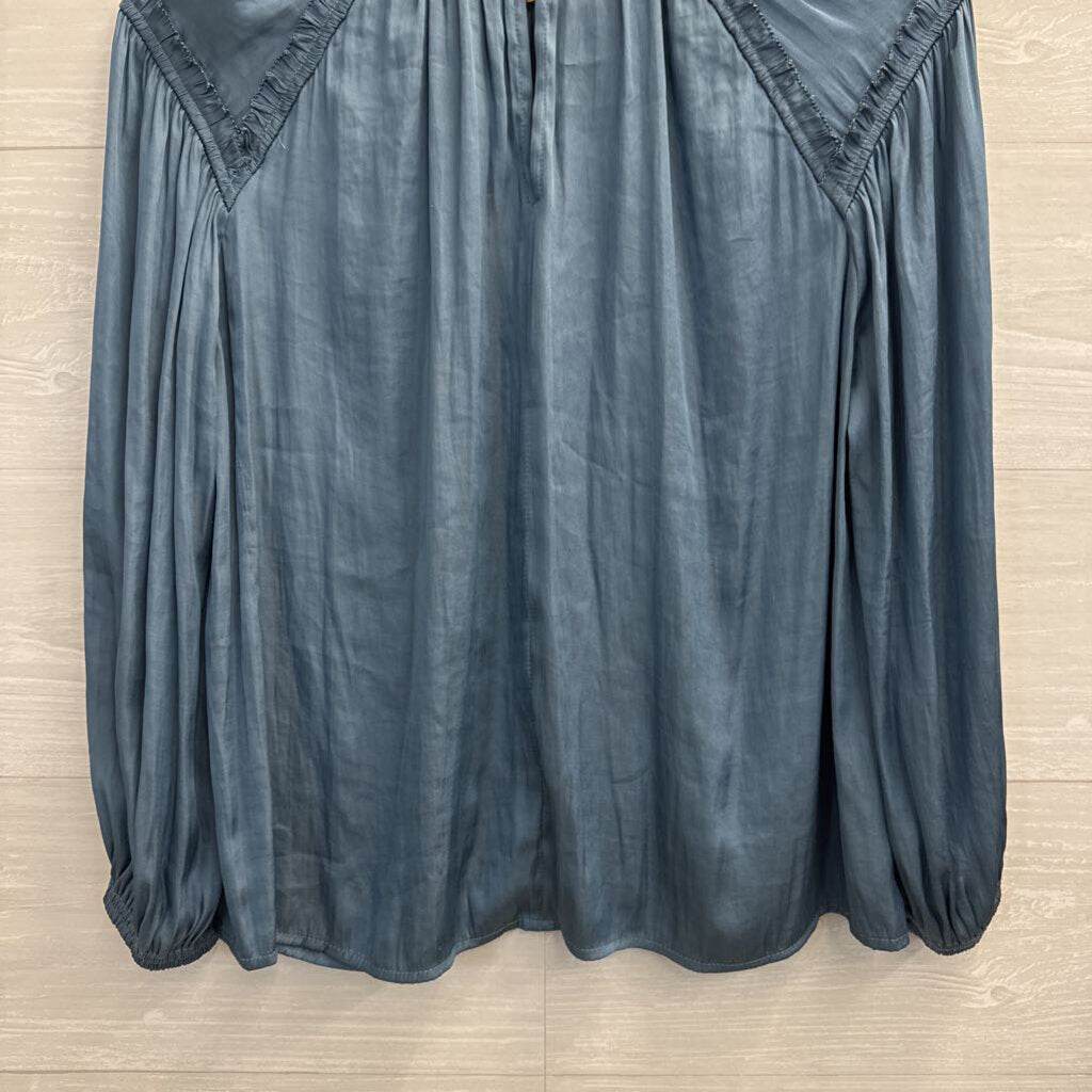 Current Air Blue Silky Long Sleeve Top Extra Small