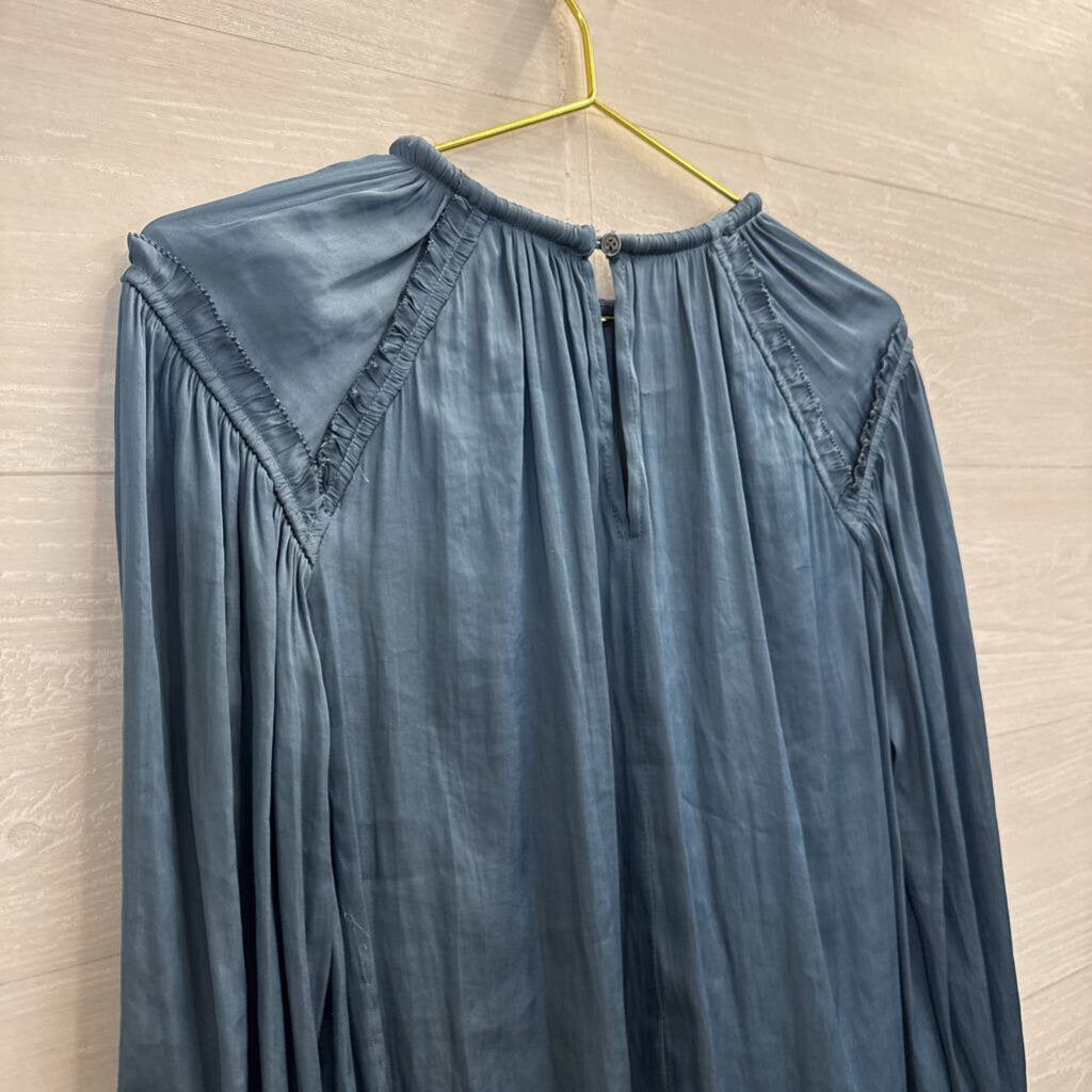Current Air Blue Silky Long Sleeve Top Extra Small