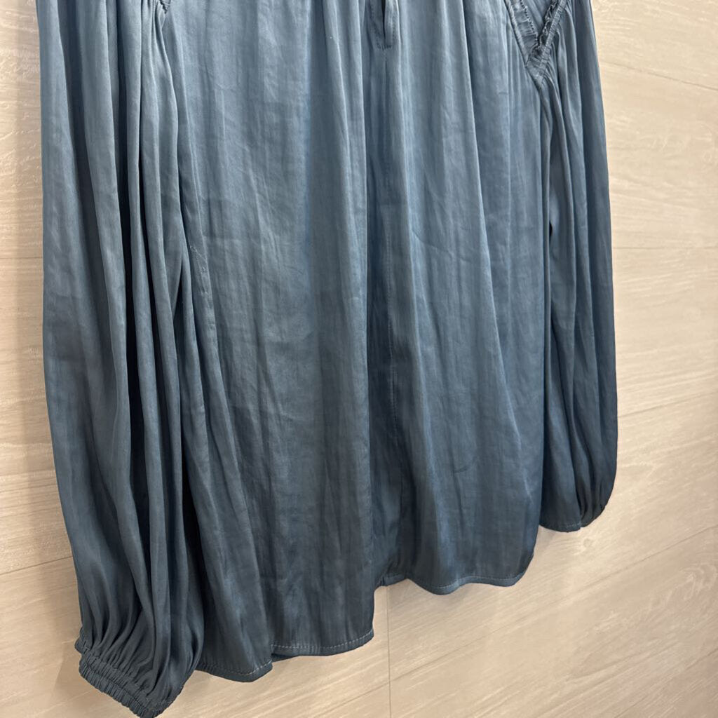 Current Air Blue Silky Long Sleeve Top Extra Small