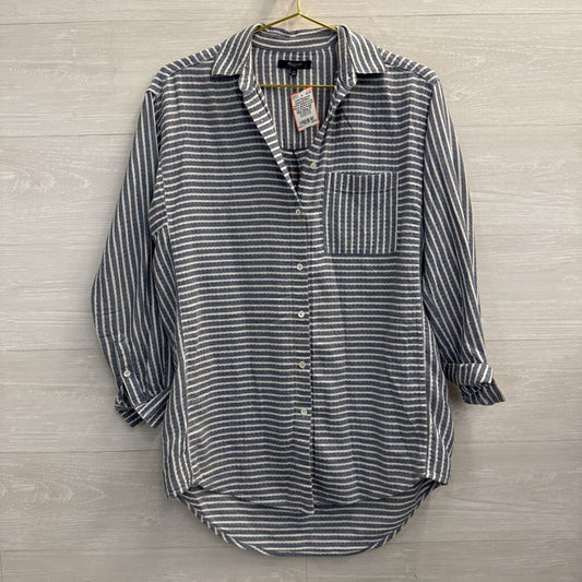 Madewell Blue/ White Striped Long Sleeve Button Down Top Extra Small