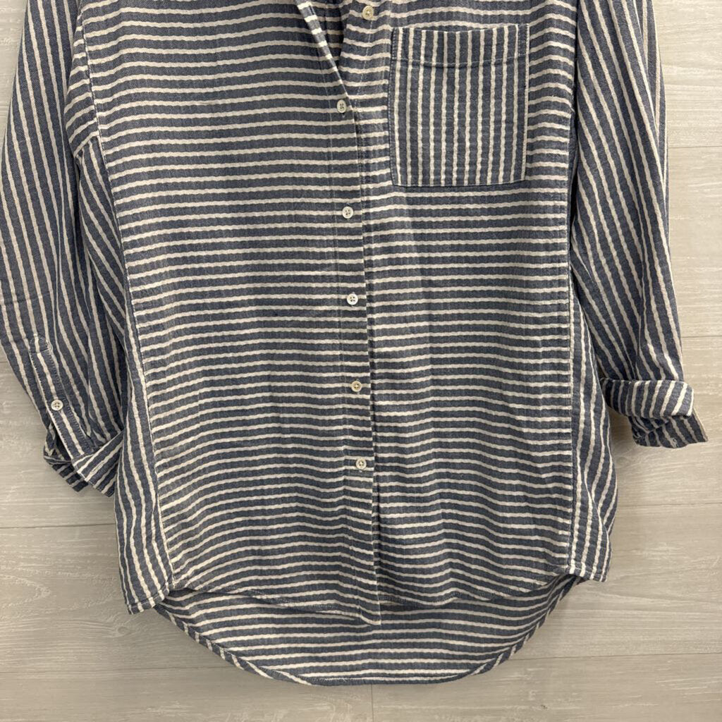 Madewell Blue/ White Striped Long Sleeve Button Down Top Extra Small