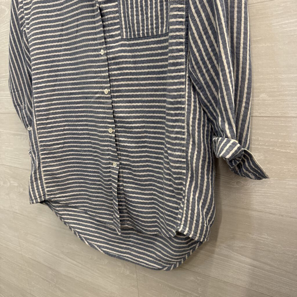 Madewell Blue/ White Striped Long Sleeve Button Down Top Extra Small