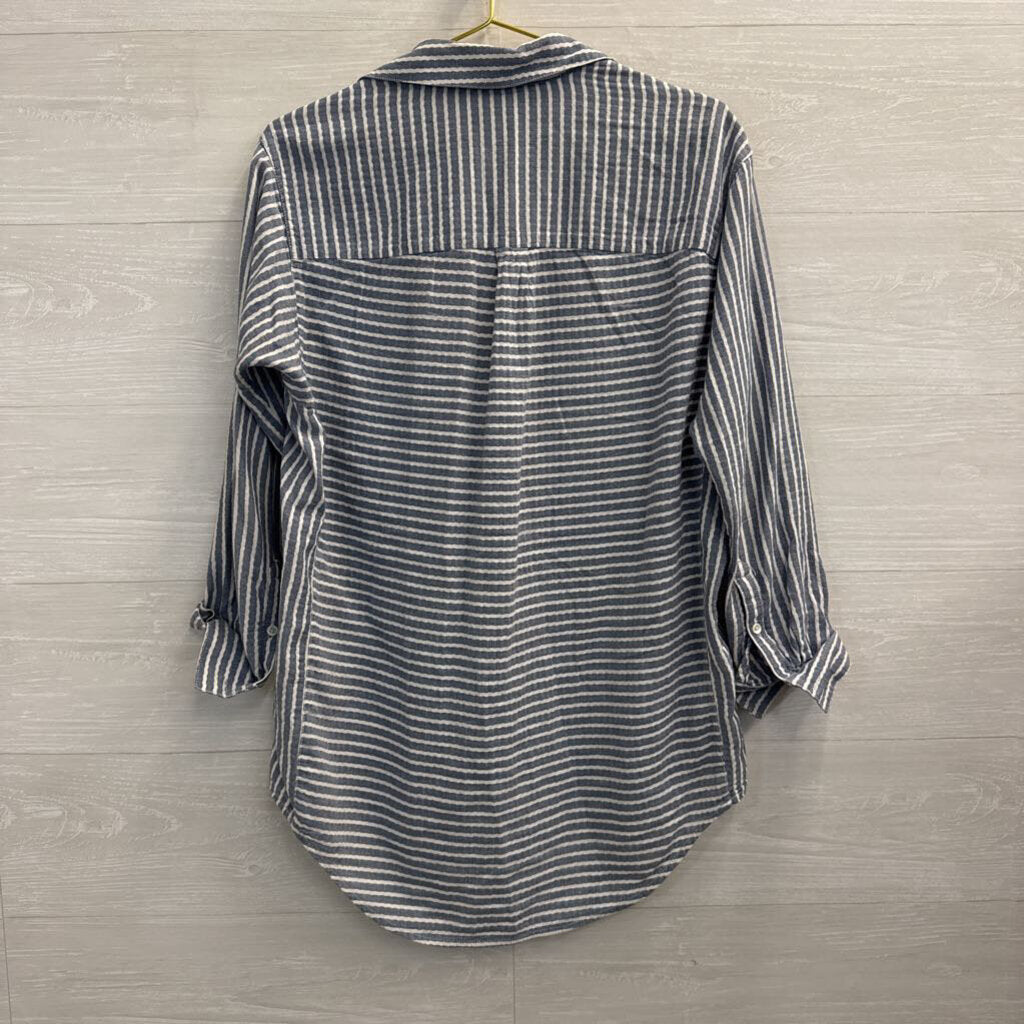 Madewell Blue/ White Striped Long Sleeve Button Down Top Extra Small