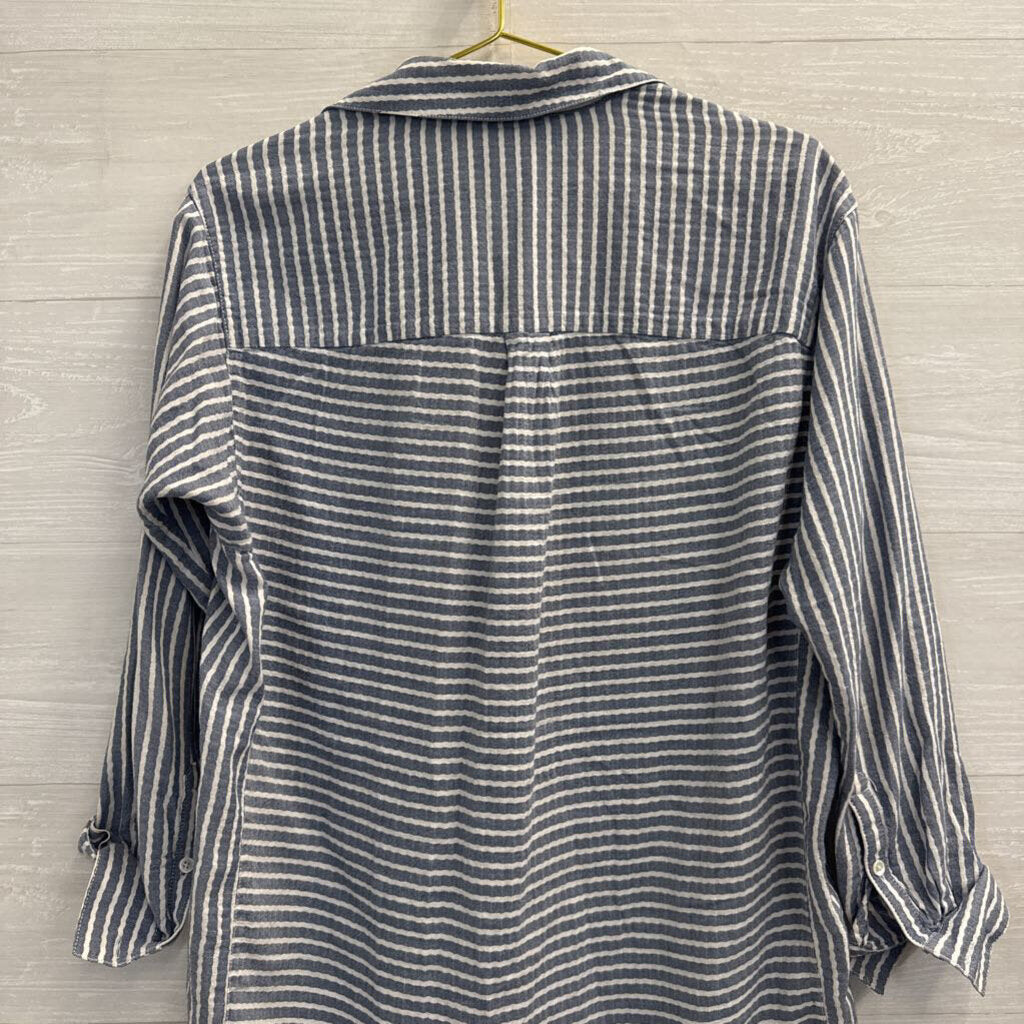 Madewell Blue/ White Striped Long Sleeve Button Down Top Extra Small