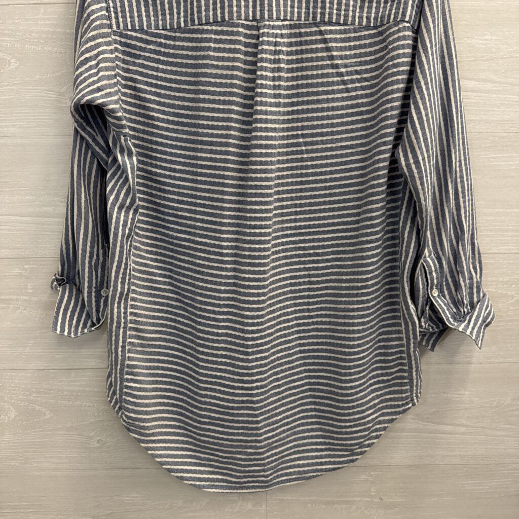 Madewell Blue/ White Striped Long Sleeve Button Down Top Extra Small