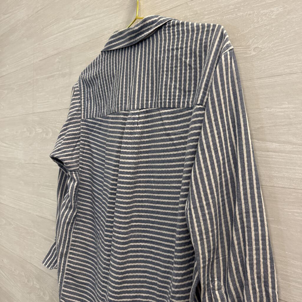 Madewell Blue/ White Striped Long Sleeve Button Down Top Extra Small