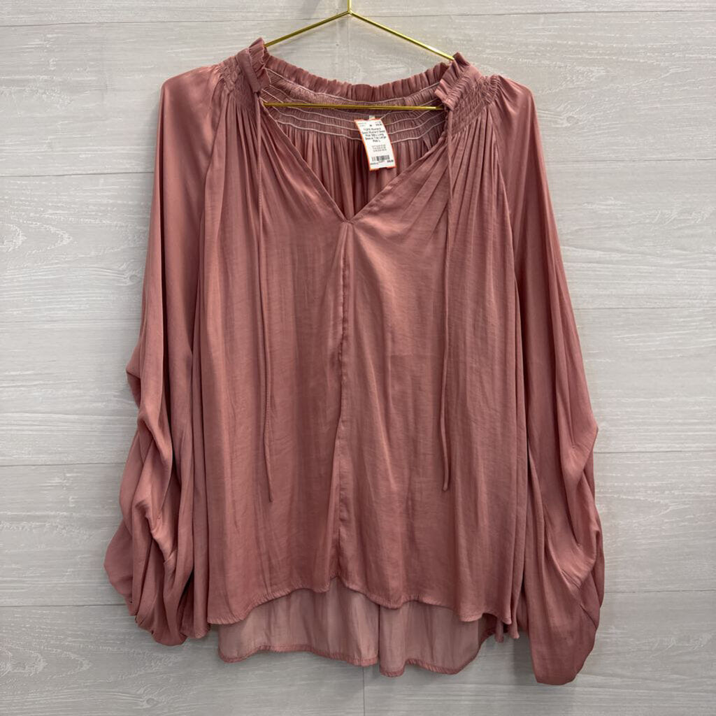 Mustard Seed Pink Silky Long Sleeve Top Large