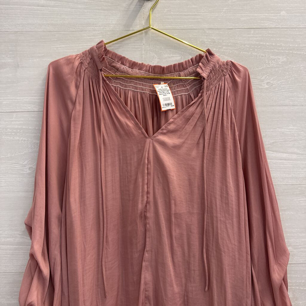 Mustard Seed Pink Silky Long Sleeve Top Large