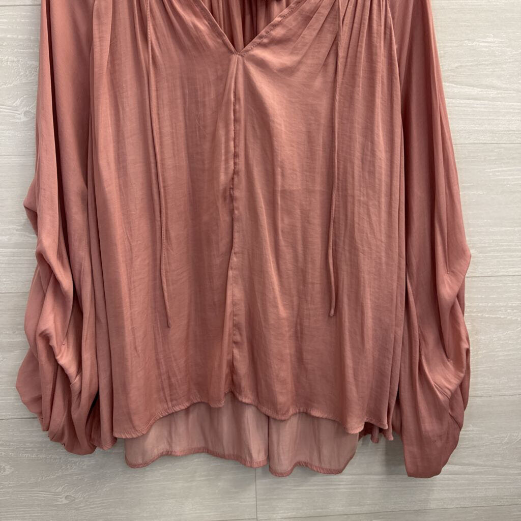Mustard Seed Pink Silky Long Sleeve Top Large