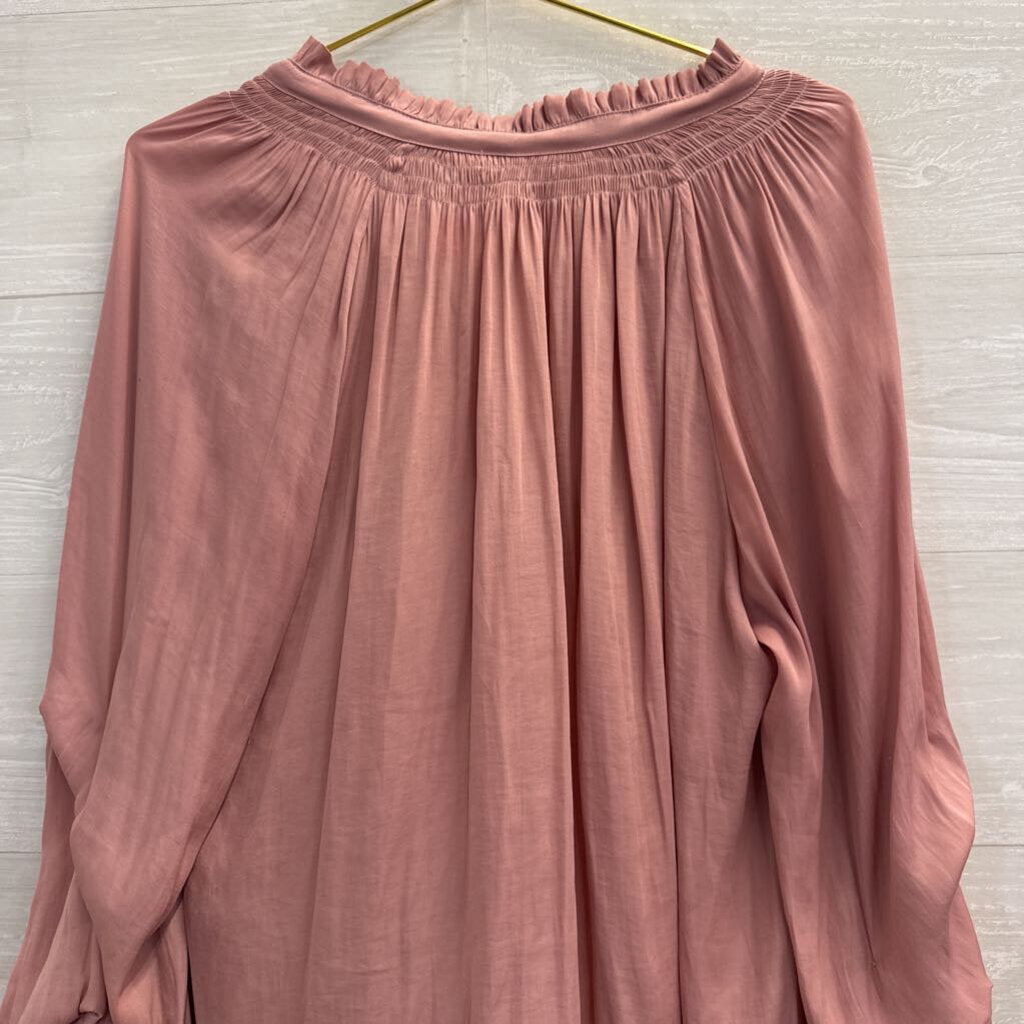 Mustard Seed Pink Silky Long Sleeve Top Large