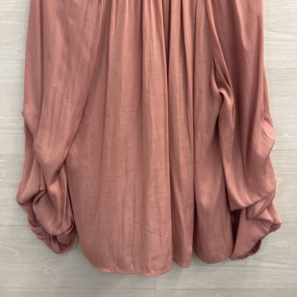 Mustard Seed Pink Silky Long Sleeve Top Large