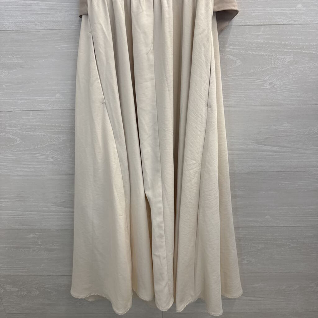 Beige/ Cream Vest Top/ Midi Skirt Dress Small