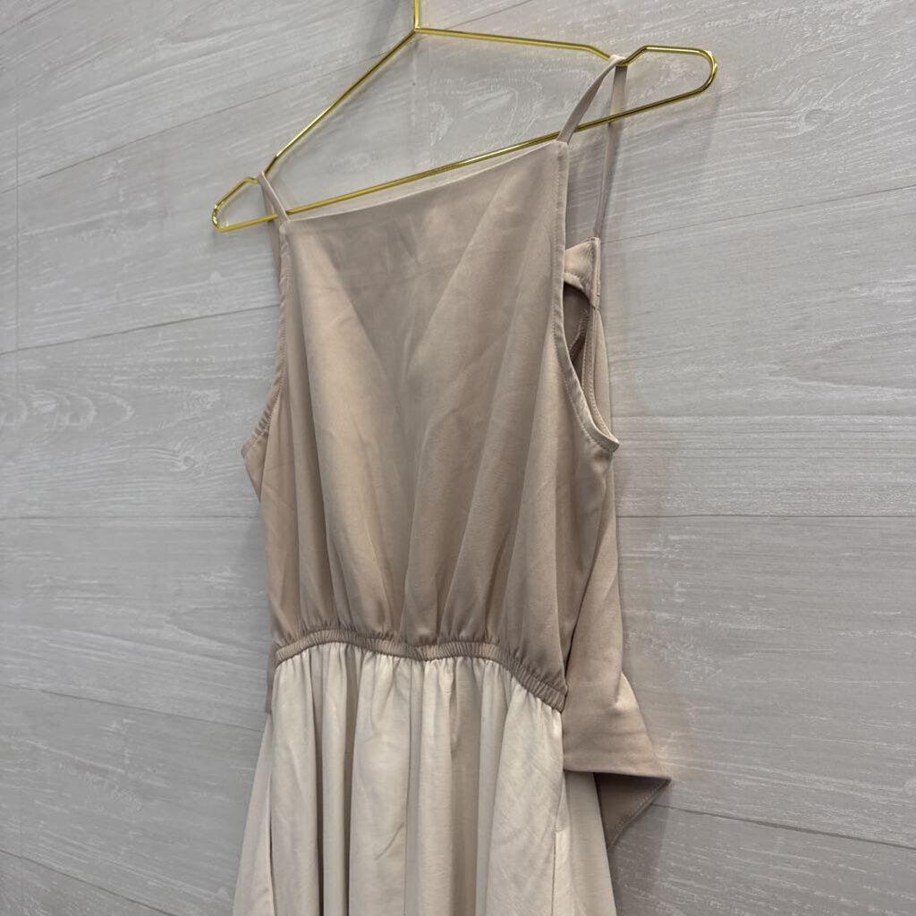 Beige/ Cream Vest Top/ Midi Skirt Dress Small