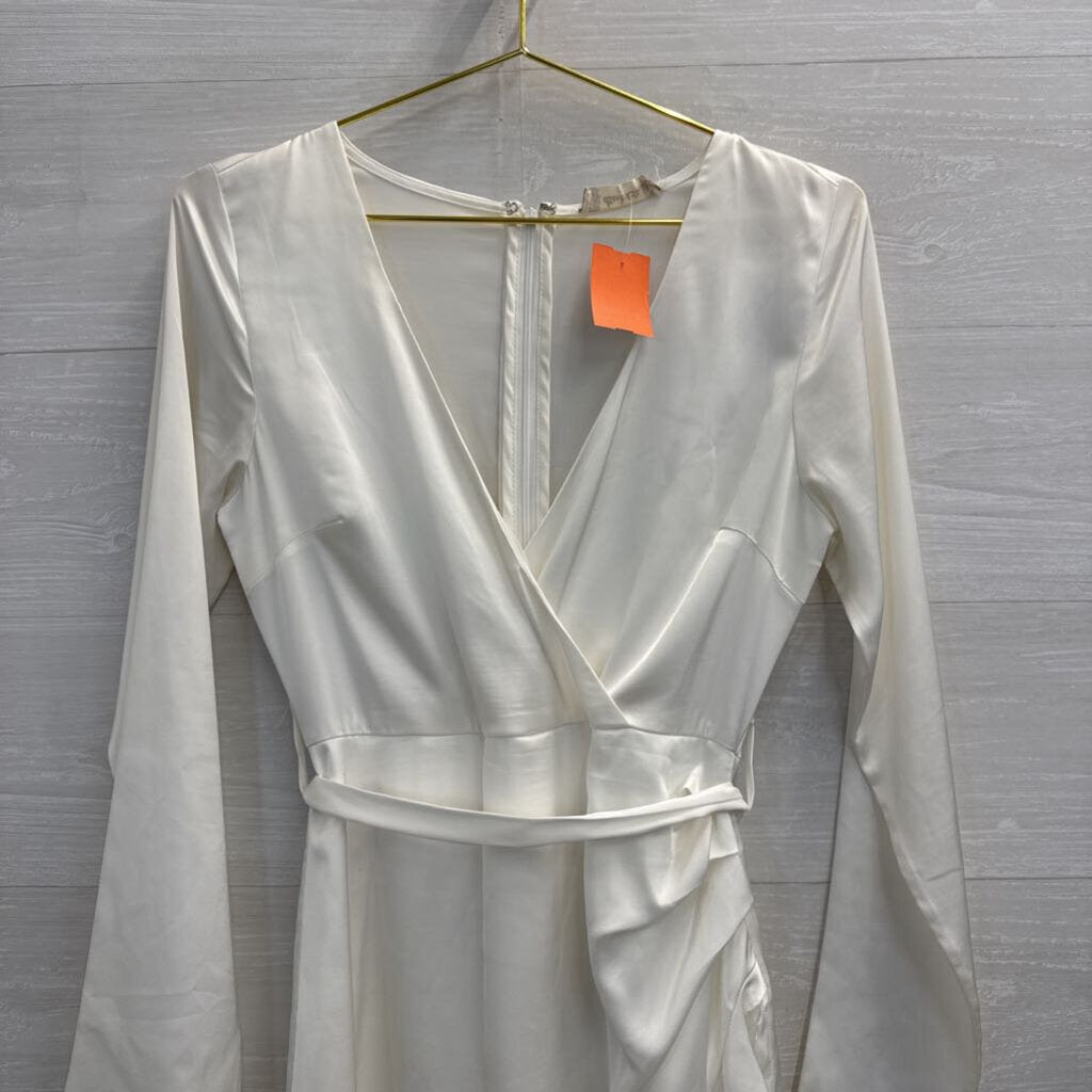 Altar'd State White Silky Long Sleeve Dress Small