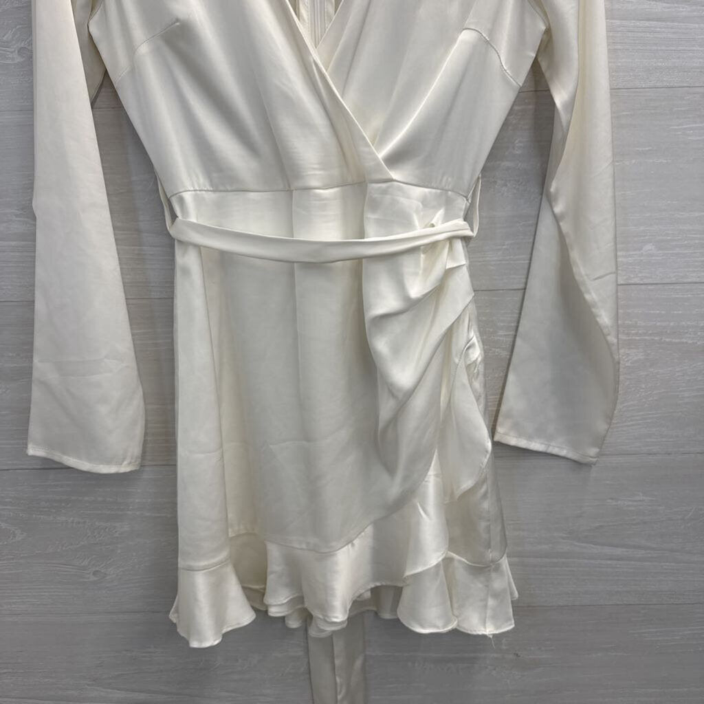 Altar'd State White Silky Long Sleeve Dress Small