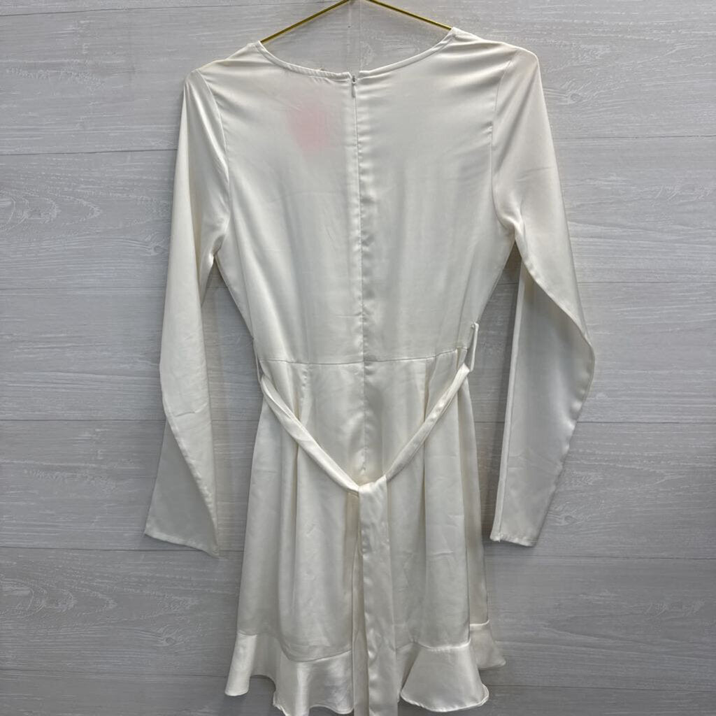 Altar'd State White Silky Long Sleeve Dress Small