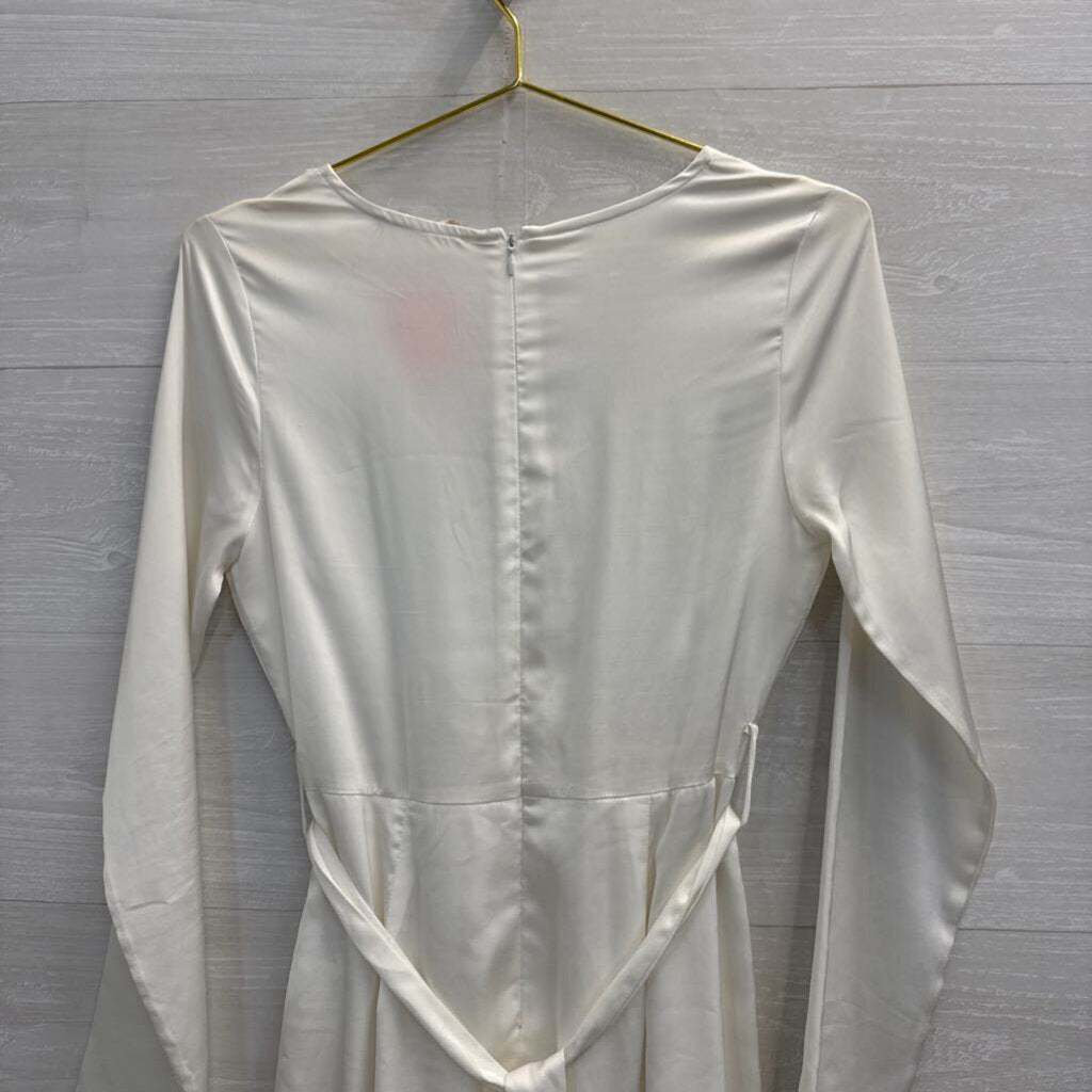 Altar'd State White Silky Long Sleeve Dress Small
