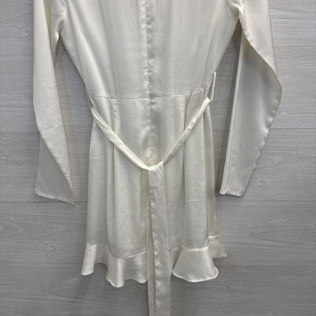 Altar'd State White Silky Long Sleeve Dress Small