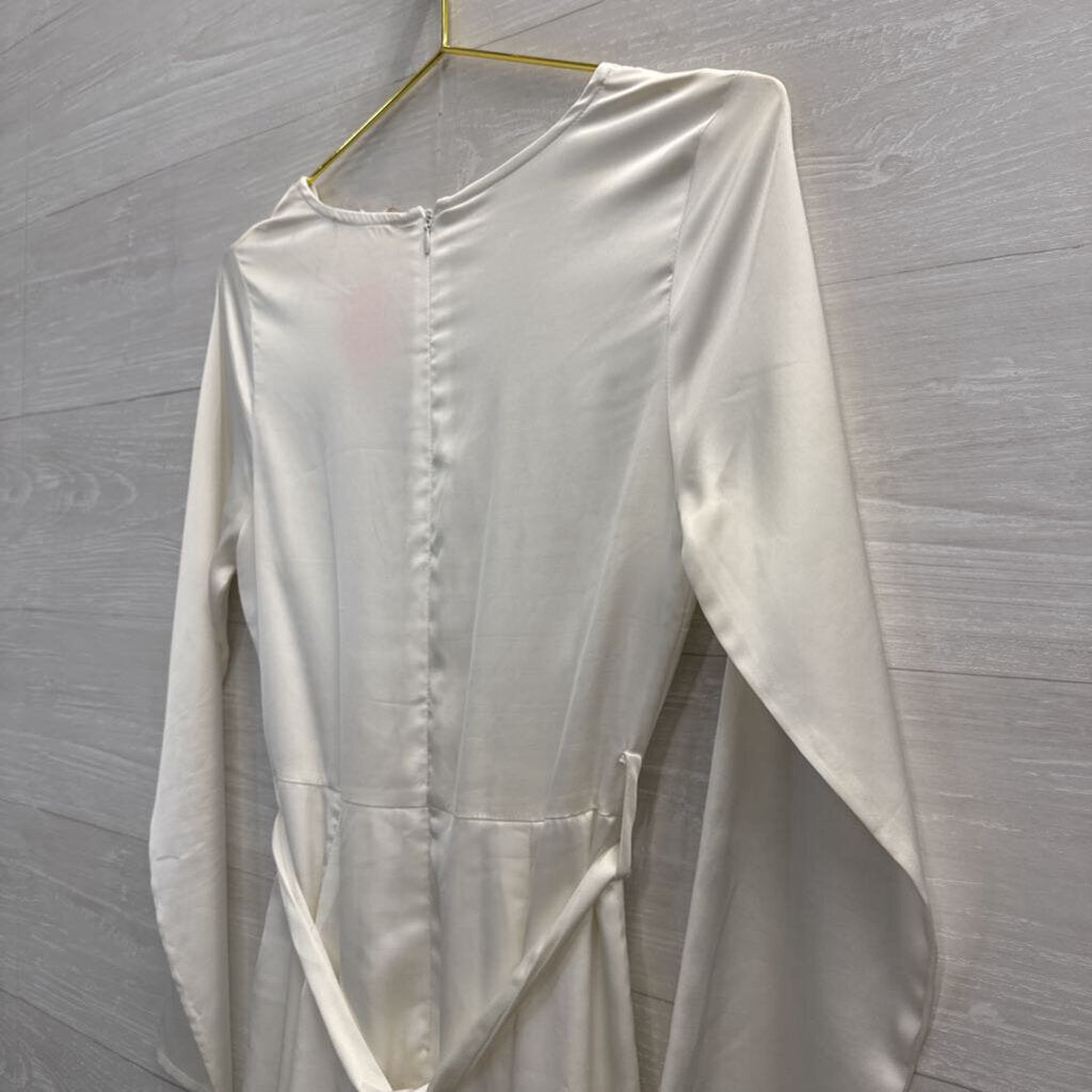 Altar'd State White Silky Long Sleeve Dress Small
