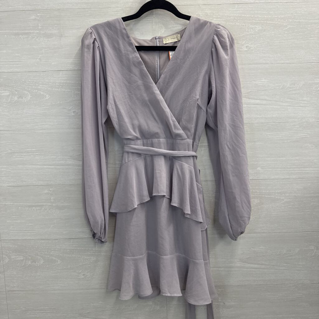 Altar'd State Grey Silky Long Sleeve Dress Small