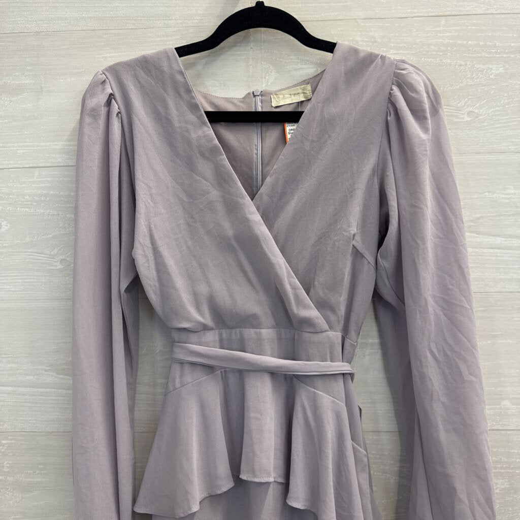 Altar'd State Grey Silky Long Sleeve Dress Small