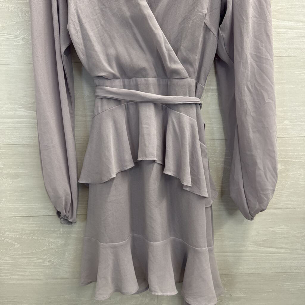 Altar'd State Grey Silky Long Sleeve Dress Small