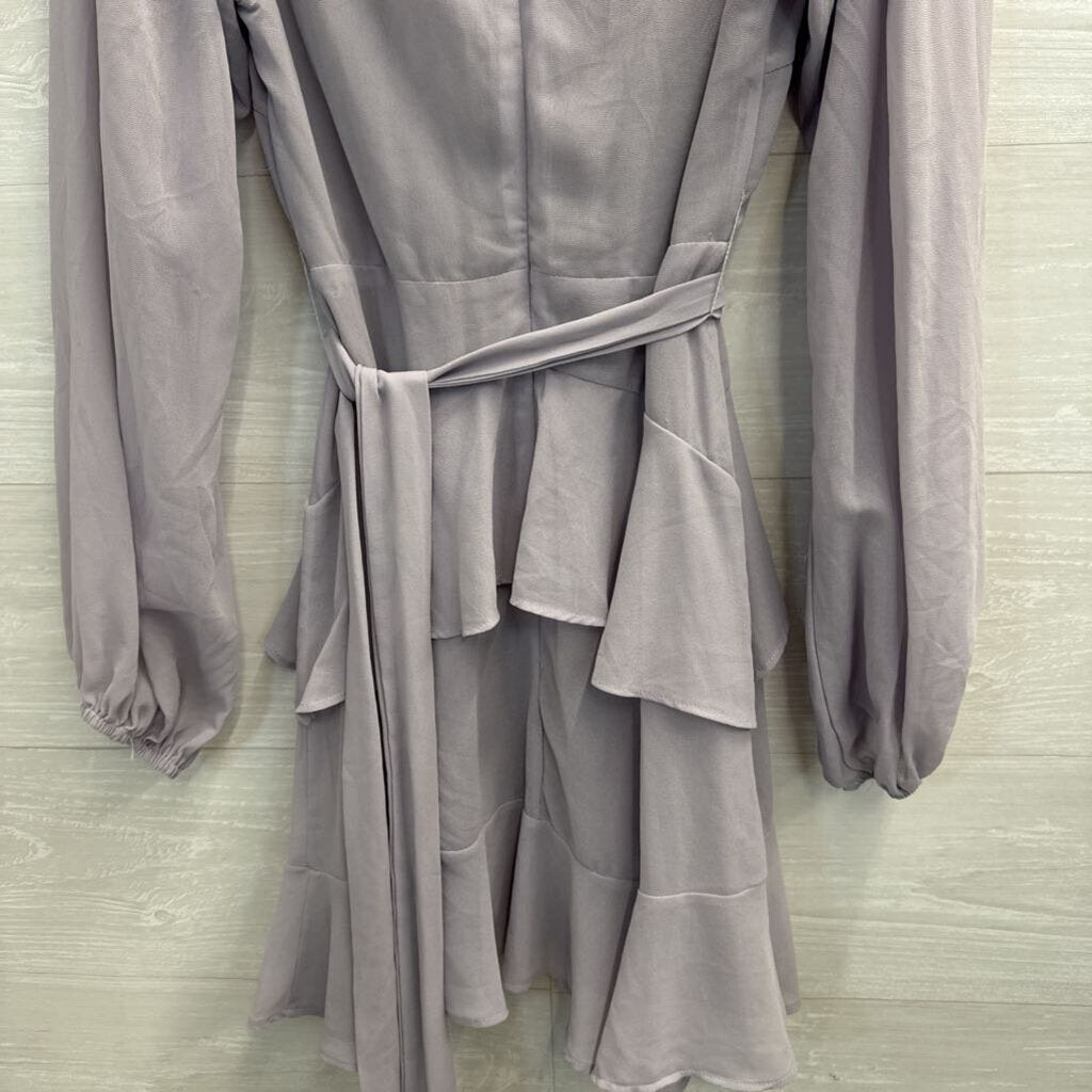 Altar'd State Grey Silky Long Sleeve Dress Small