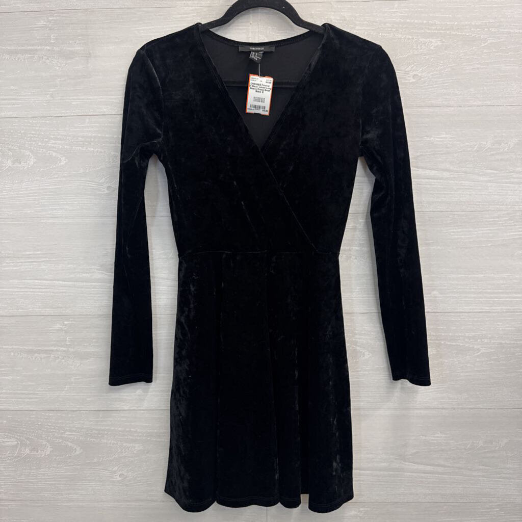 Black Velvet Long Sleeve Dress Small