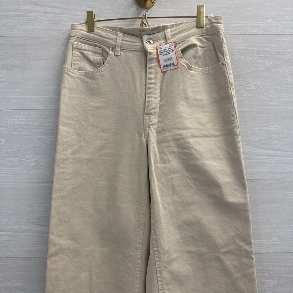 Only Beige Denim Wide Leg Pants 29