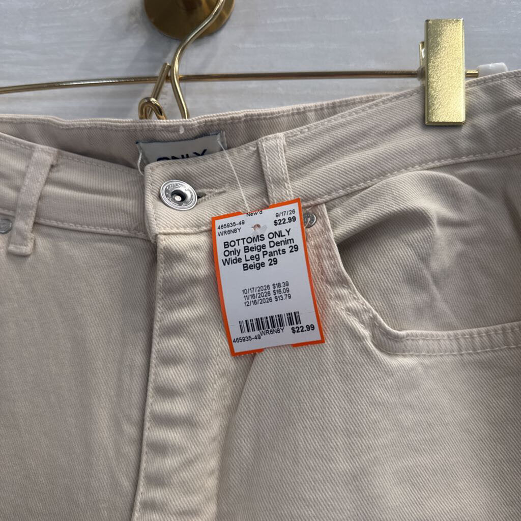 Only Beige Denim Wide Leg Pants 29